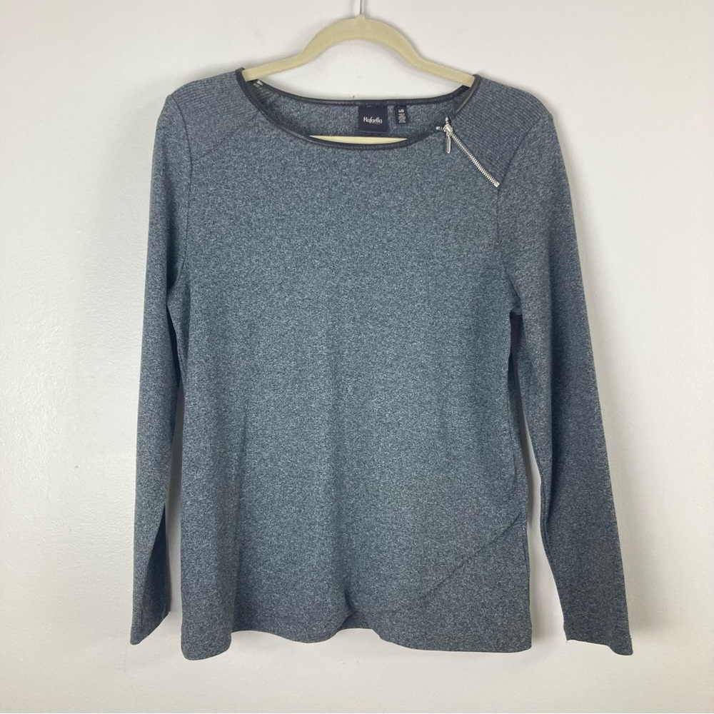 Rafaela Charcoal Grey Sweater with a Zipper at Neck Size Large